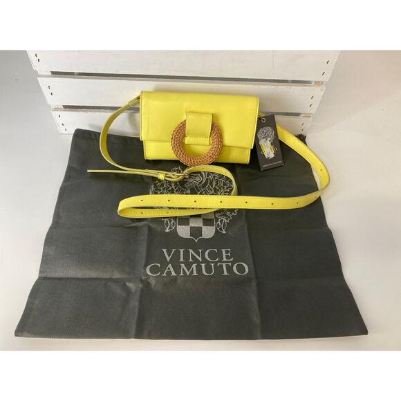 VINCE CAMUTO NWT SMALL YELLOW LEATHER CROSSBODY BAG (ASIS) - Picture 1 of 16